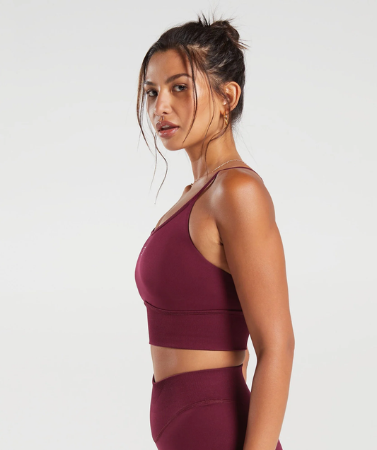 Sweat Seamless Longline Sports Bra - Purple/ Plum Pink