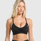 Ruched Strappy Sports Bra - Black