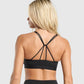 Ruched Strappy Sports Bra - Black