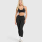 Ruched Strappy Sports Bra - Black