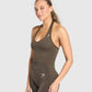 Vital Seamless Halter Neck Tank - Penny Brawn / Marl