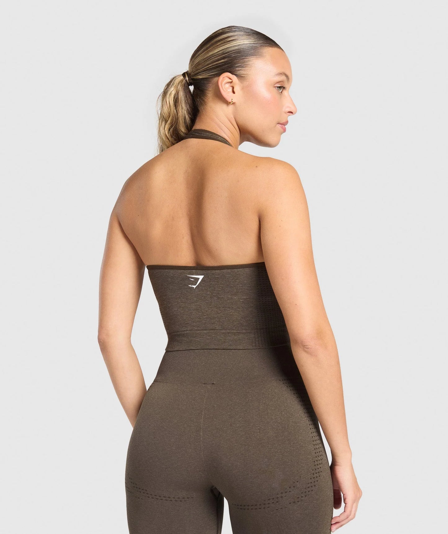 Vital Seamless Halter Neck Tank - Penny Brawn / Marl