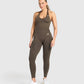 Vital Seamless Halter Neck Tank - Penny Brawn / Marl