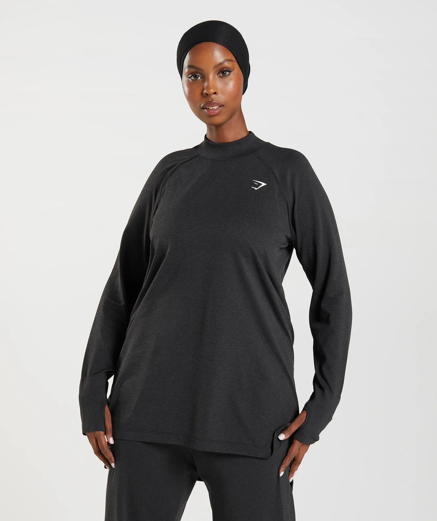 Vital Long Line Top - Black Marl