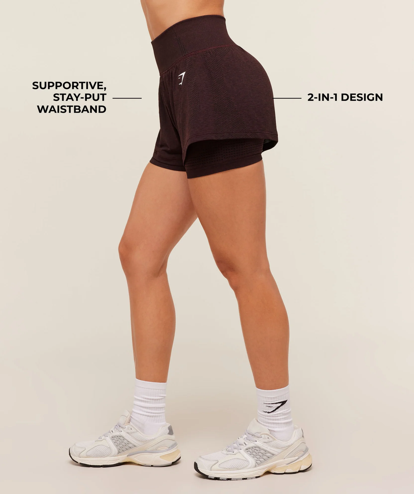 Vital 2 in 1 Running Shorts - Rich Maroon/Marl