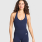 Vital Seamless Halter Neck Tank - Heavy Blue / Marl