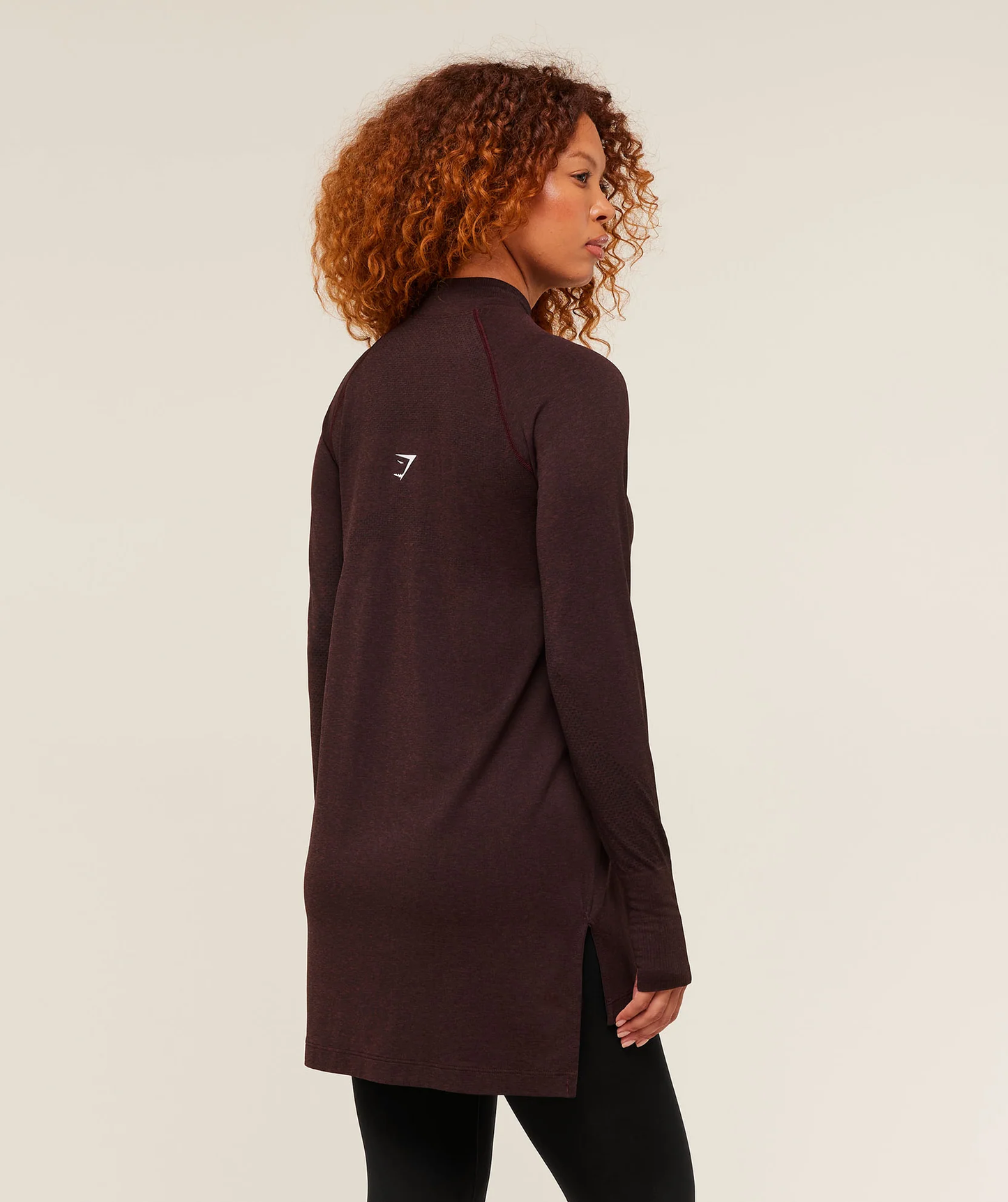 Vital Long Line Top - Rich Maroon/Marl