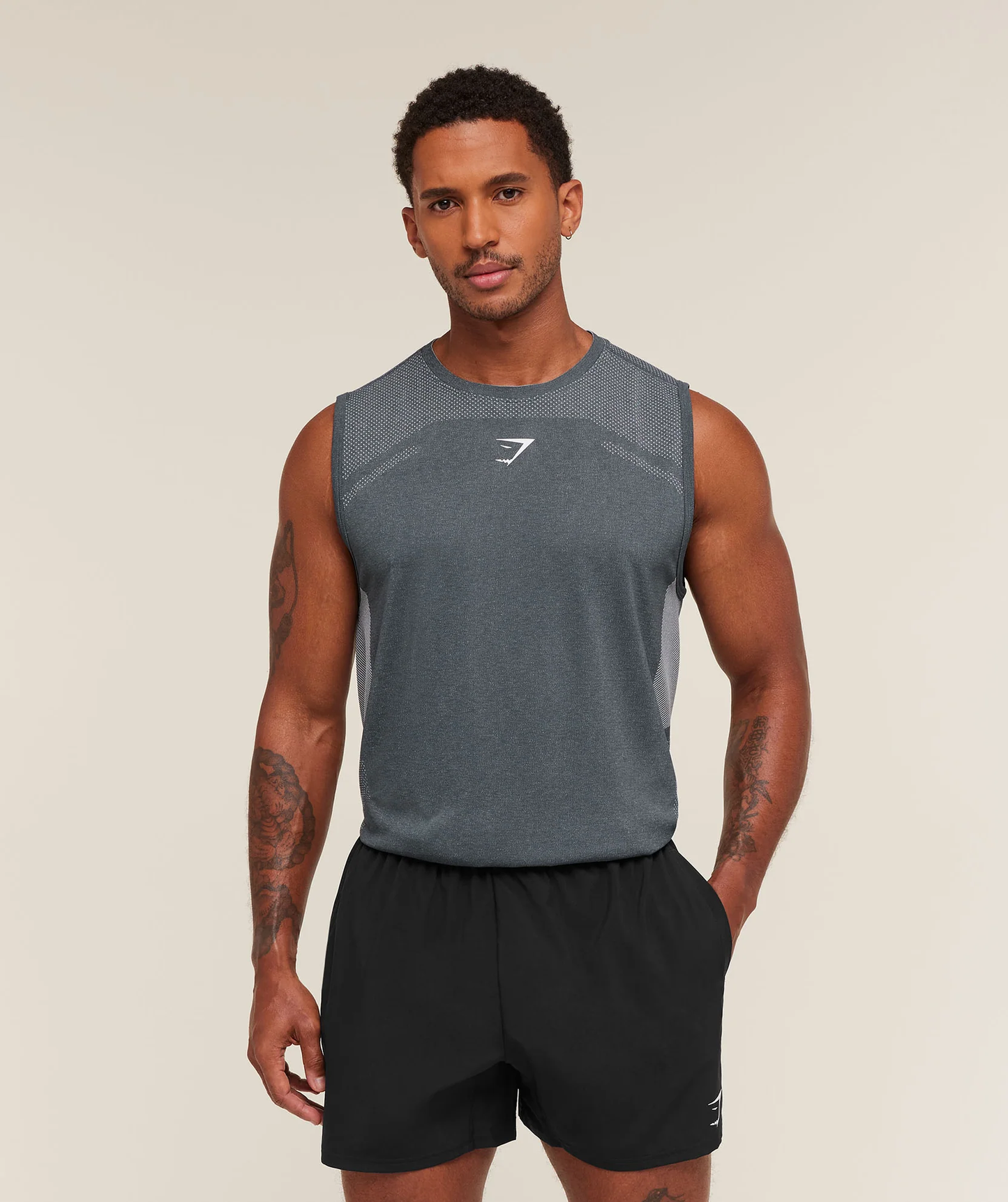 Lightweight Seamless Tank - Iron Blue/Dark Grey