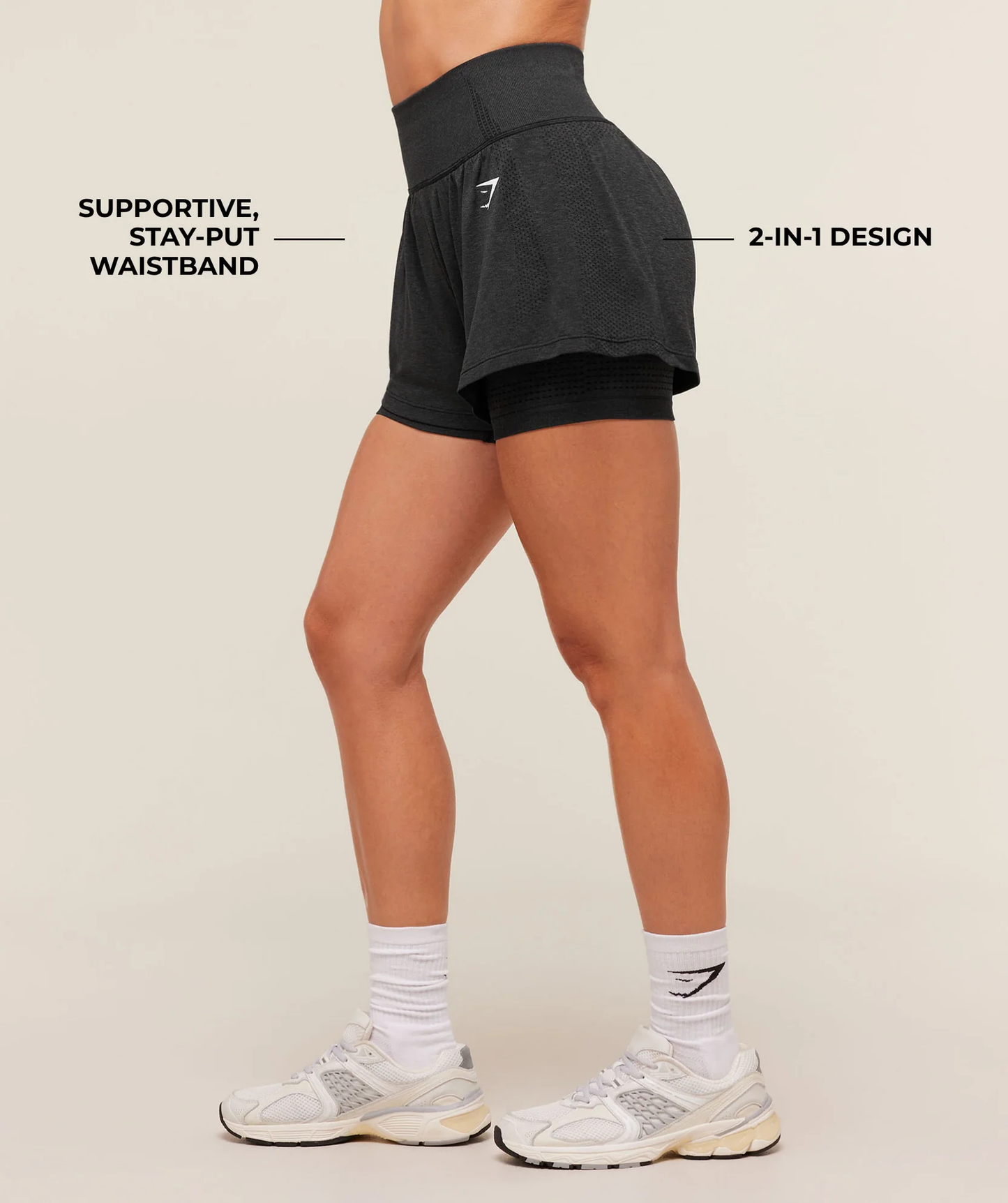 Vital 2 in 1 Running Shorts - Black Marl