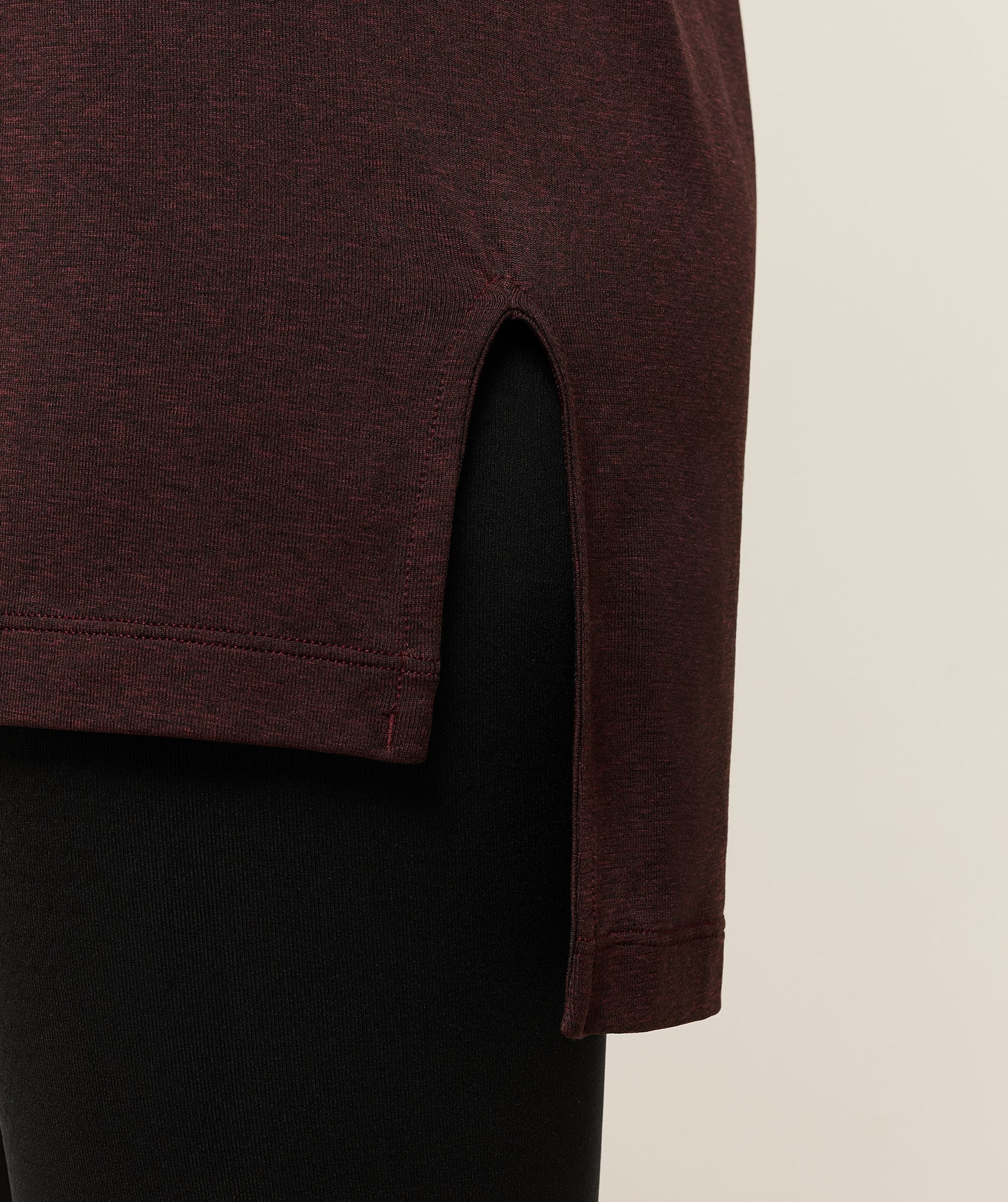 Vital Long Line Top - Rich Maroon/Marl