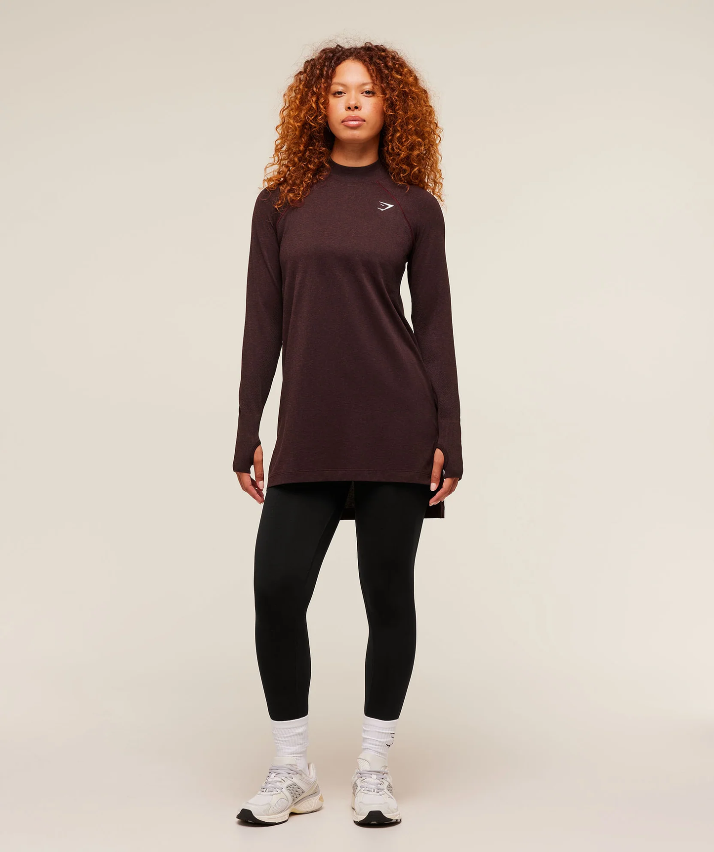 Vital Long Line Top - Rich Maroon/Marl