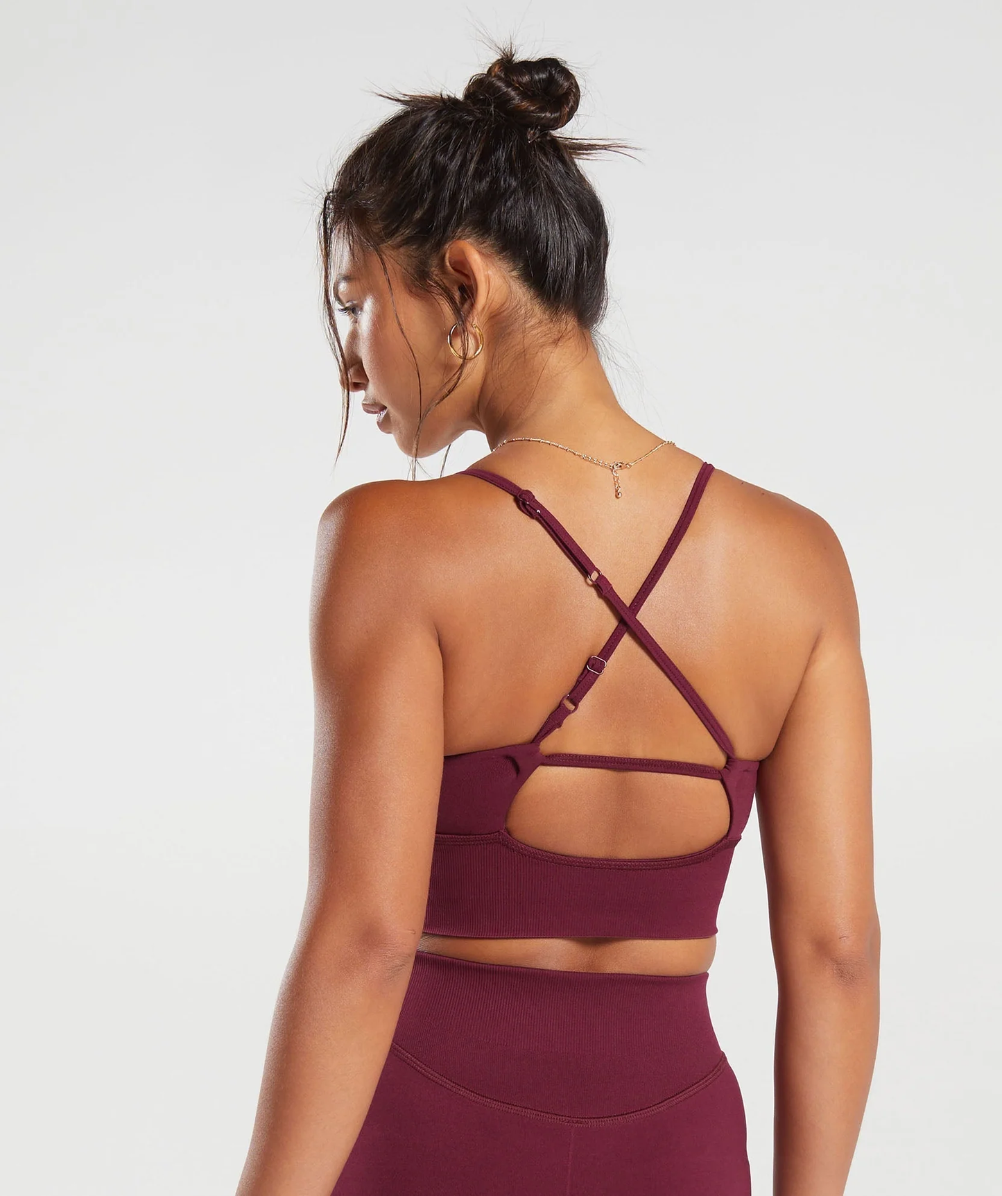 Sweat Seamless Longline Sports Bra -  Purple/ Plum Pink
