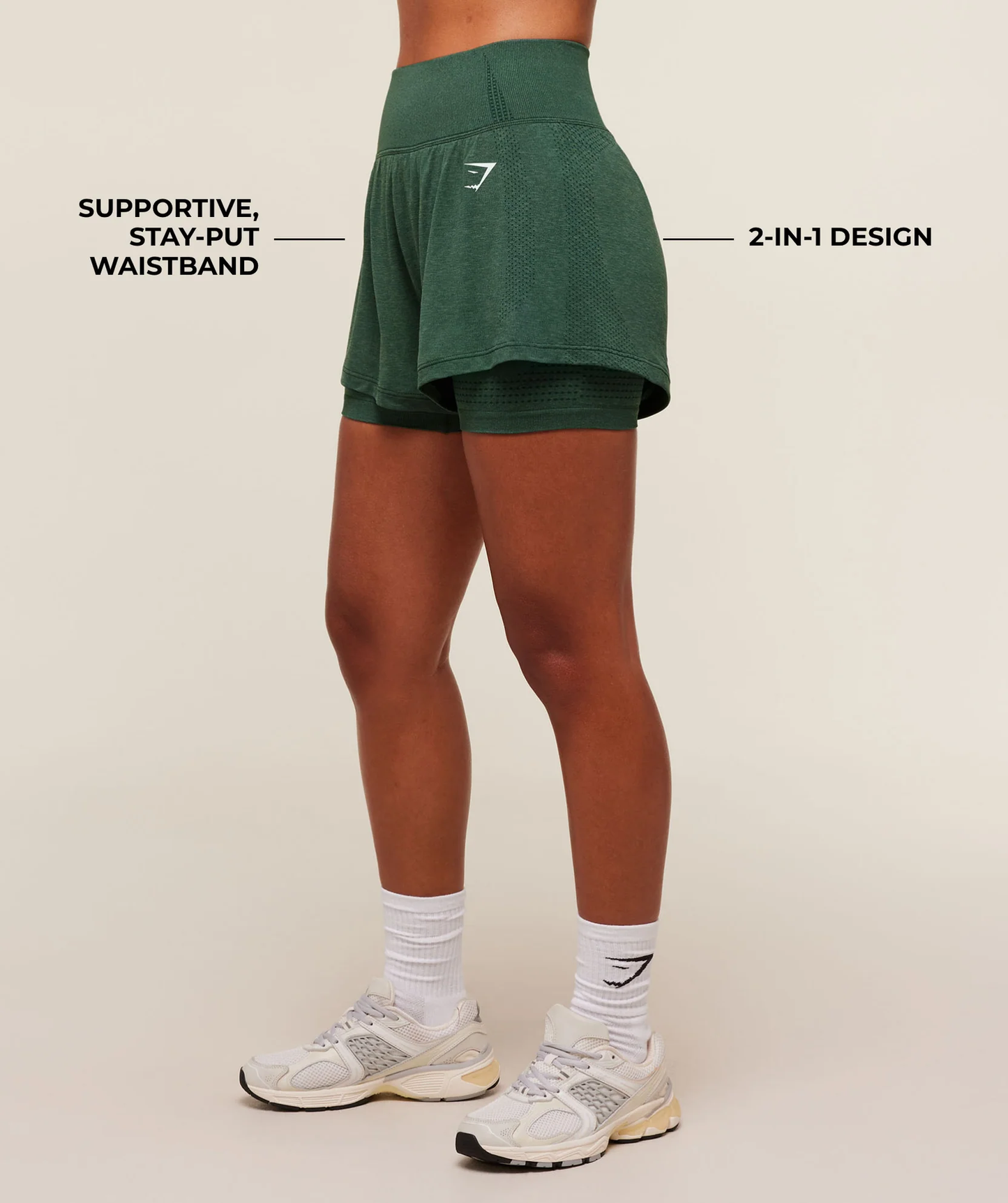 Vital 2 in 1 Running Shorts - Obsidian Green / Marl