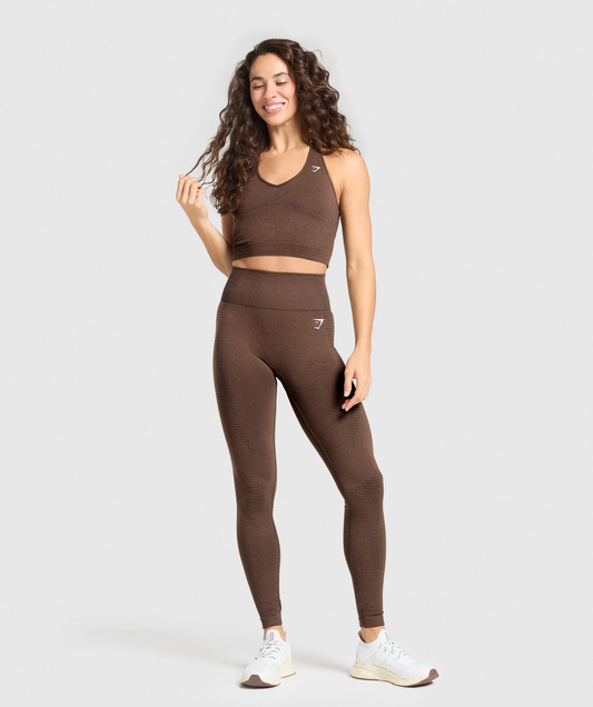 Vital Seamless Halter Neck Tank - Espresso / Marl