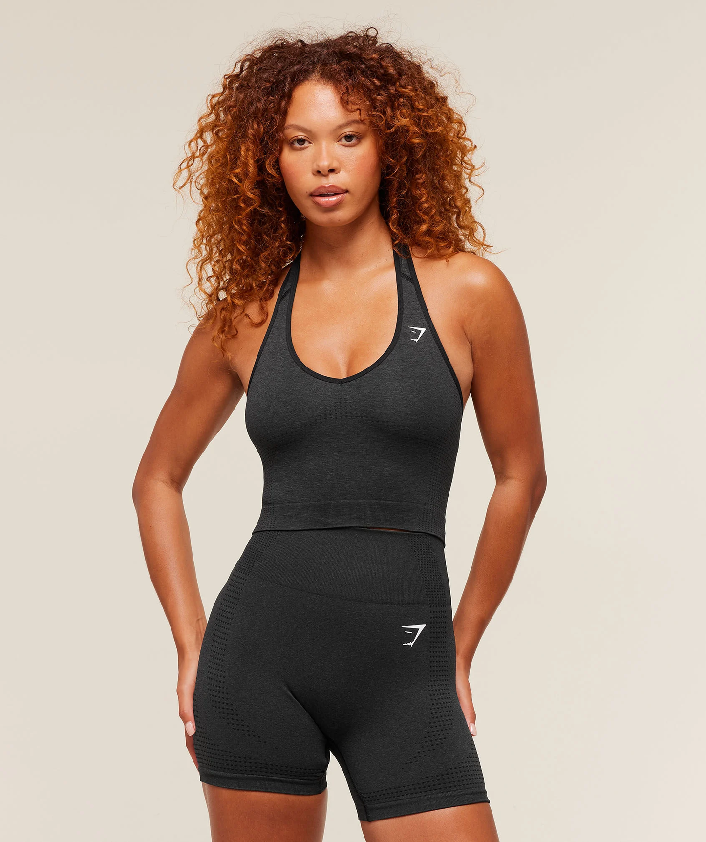 Vital Seamless Halter Neck Tank - Strong grey / Marl