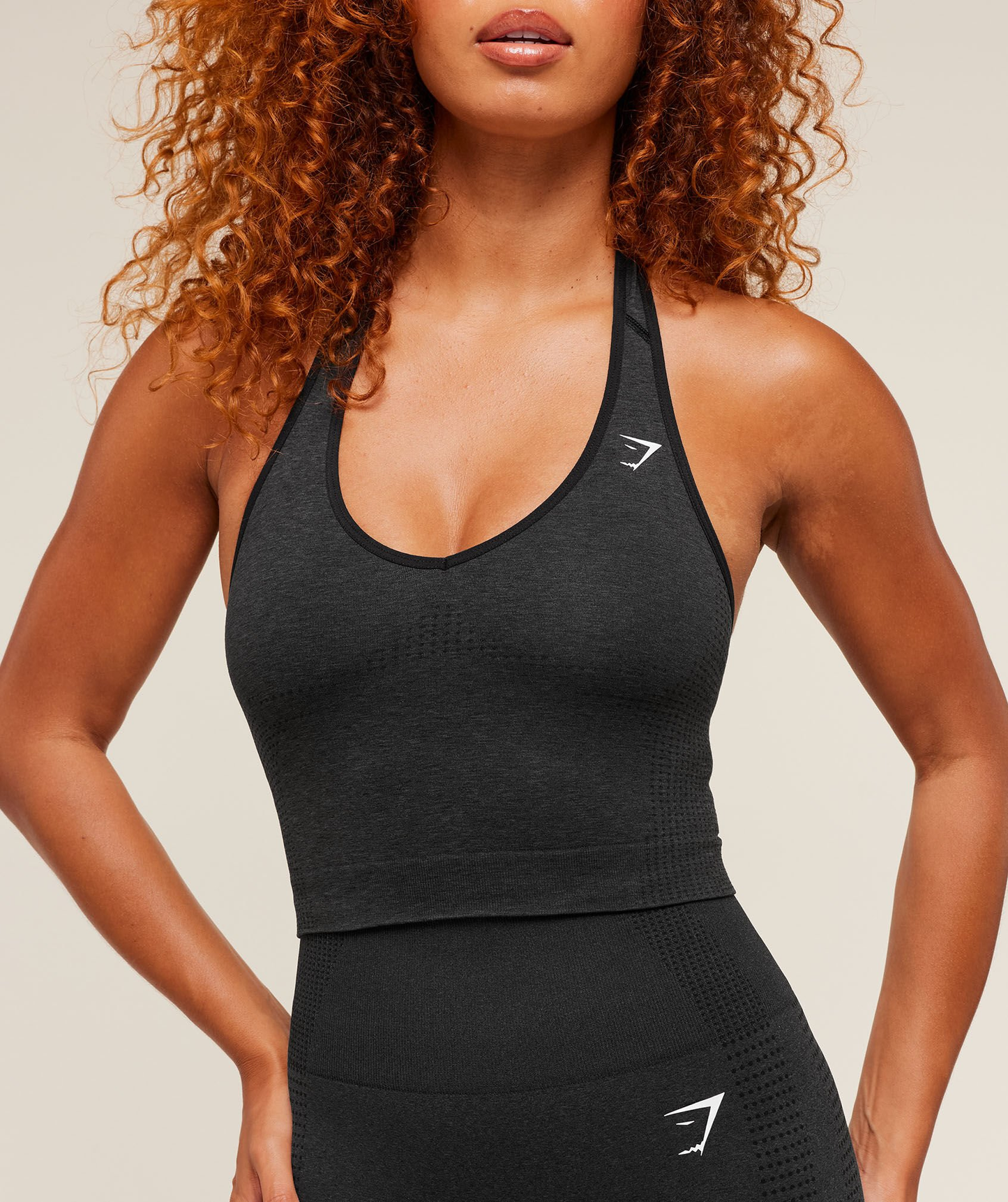 Vital Seamless Halter Neck Tank - Strong grey / Marl