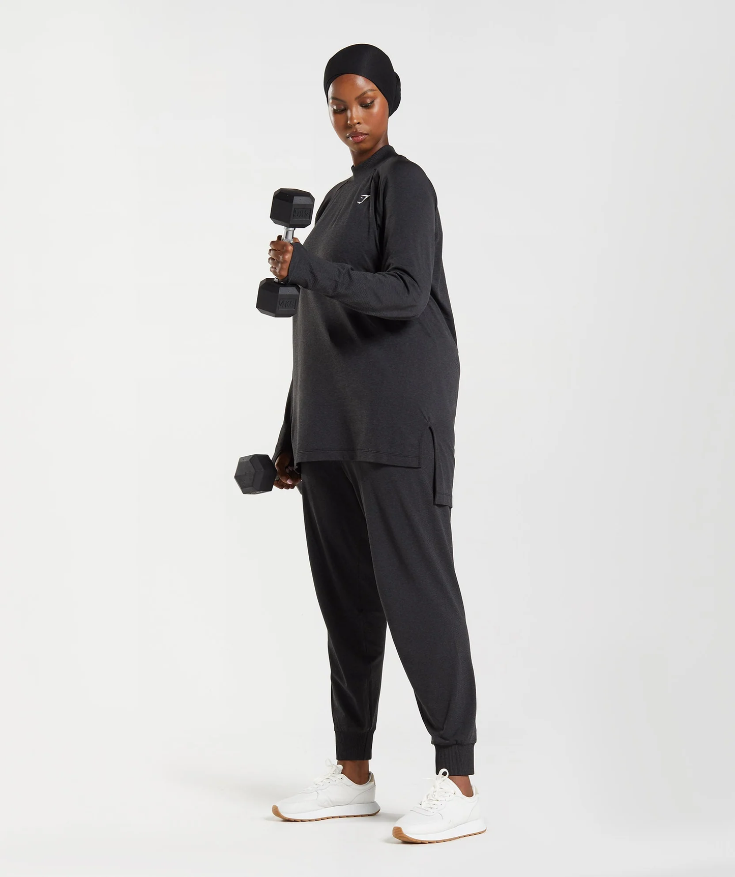 Vital Long Line Top - Black Marl