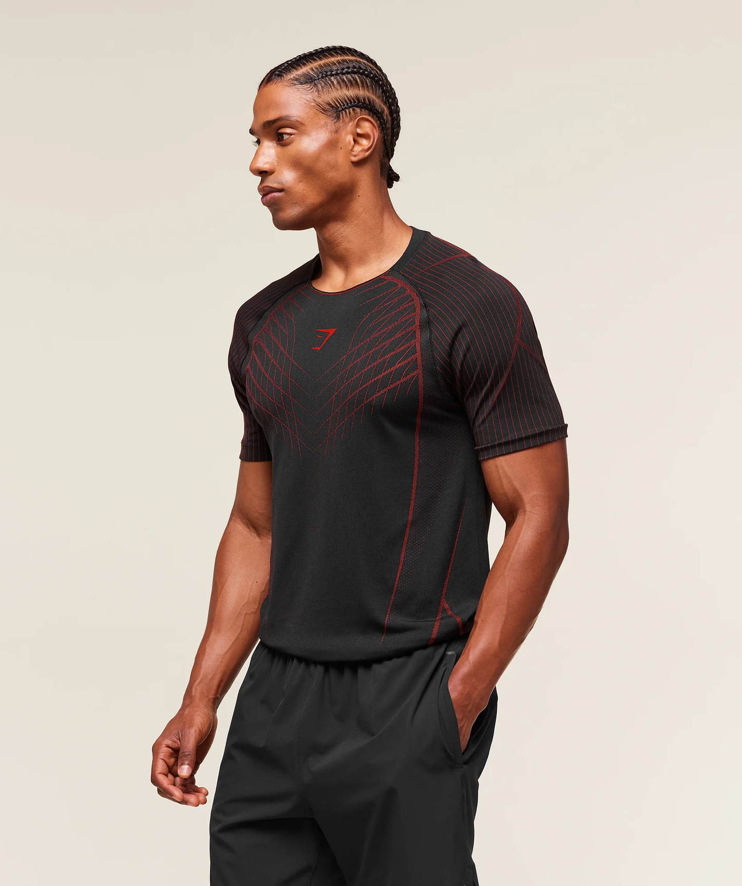 Apex Seamless T-Shirt - Black & Carnine Red