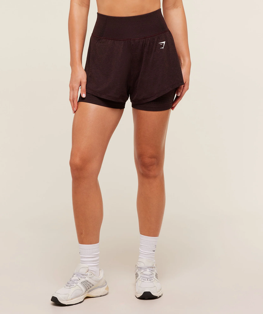 Vital 2 in 1 Running Shorts - Rich Maroon/Marl